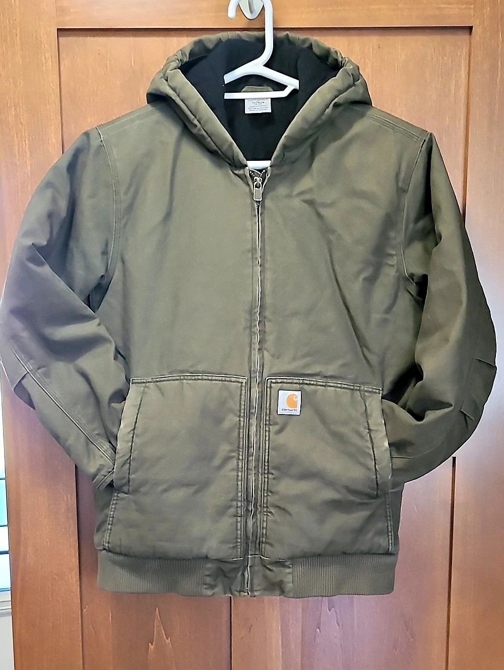 Carhartt Sandstone Active Jacket Men's Hooded Jacket Green YXL Like New